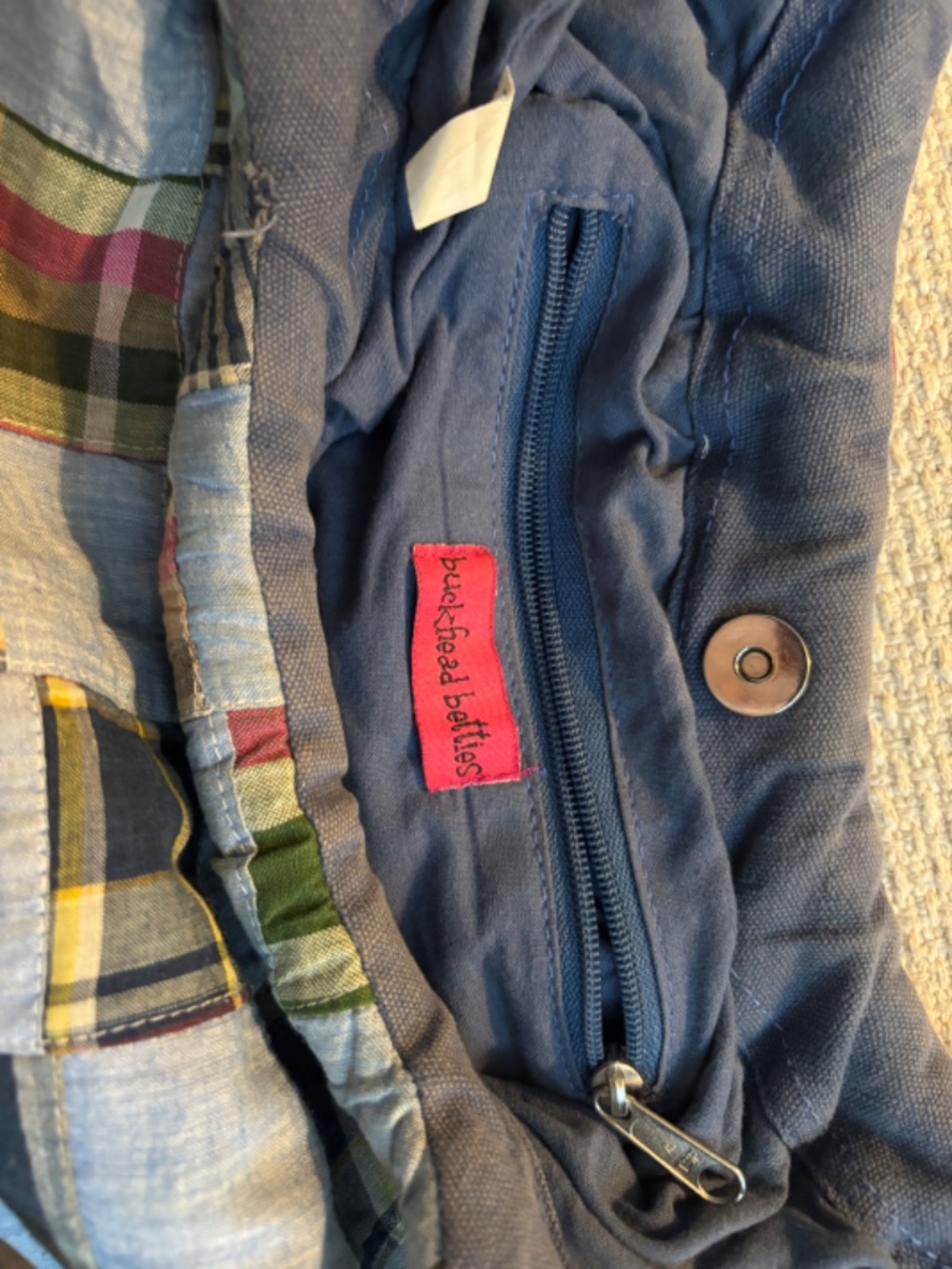 Buckhead Betties Madras/Chambray Patchwork Shoulder Bag 100% cotton - Picture 9 of 15